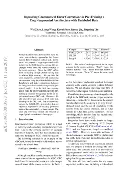 Improving Grammatical Error Correction via Pre-Training a Copy-Augmented
  Architecture with Unlabeled Data