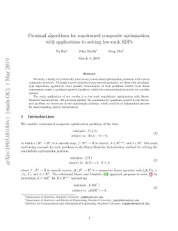 Proximal algorithms for constrained composite optimization, with
  applications to solving low-rank SDPs