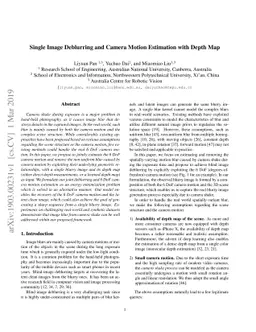 Single Image Deblurring and Camera Motion Estimation with Depth Map