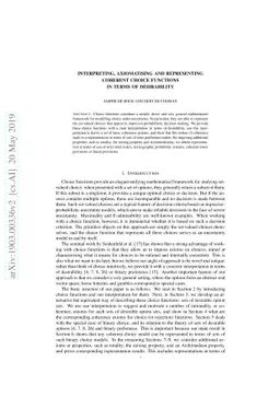 Interpreting, axiomatising and representing coherent choice functions in
  terms of desirability