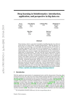 Deep learning in bioinformatics: introduction, application, and
  perspective in big data era