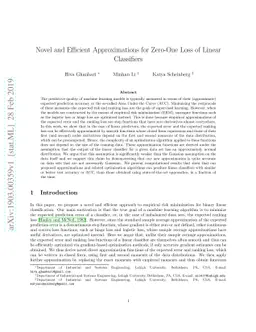 Novel and Efficient Approximations for Zero-One Loss of Linear
  Classifiers