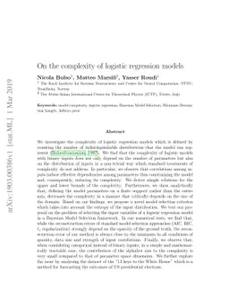 On the complexity of logistic regression models