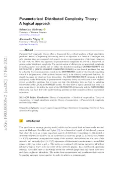 Parameterized Distributed Complexity Theory: A logical approach