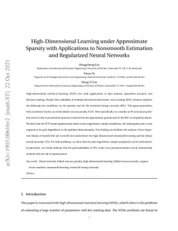 High-Dimensional Learning under ApproximateSparsity with Applications to
  Nonsmooth Estimation and Regularized Neural Networks