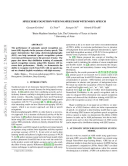 Speech Recognition with no speech or with noisy speech