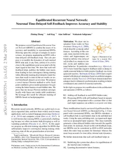 Equilibrated Recurrent Neural Network: Neuronal Time-Delayed
  Self-Feedback Improves Accuracy and Stability