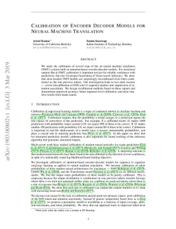 Calibration of Encoder Decoder Models for Neural Machine Translation