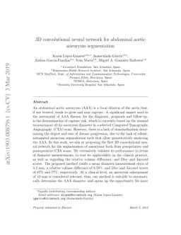 3D convolutional neural network for abdominal aortic aneurysm
  segmentation