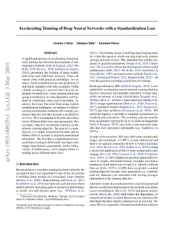 Accelerating Training of Deep Neural Networks with a Standardization
  Loss
