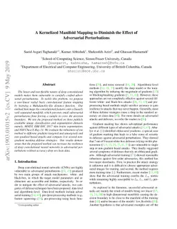 A Kernelized Manifold Mapping to Diminish the Effect of Adversarial
  Perturbations