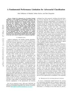 A Fundamental Performance Limitation for Adversarial Classification