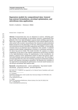 Regression models for compositional data: General log-contrast
  formulations, proximal optimization, and microbiome data applications