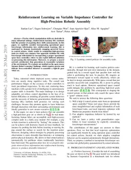 Reinforcement Learning on Variable Impedance Controller for
  High-Precision Robotic Assembly
