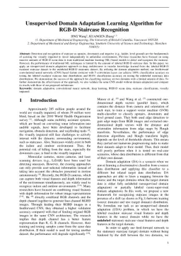 Unsupervised Domain Adaptation Learning Algorithm for RGB-D Staircase
  Recognition