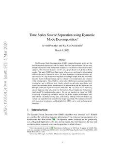 Time Series Source Separation using Dynamic Mode Decomposition