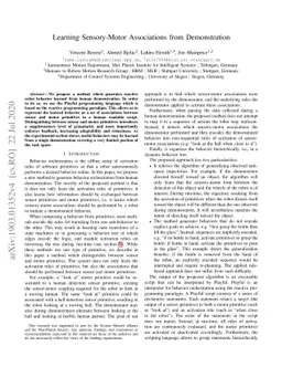 Learning Sensory-Motor Associations from Demonstration