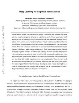 Deep Learning for Cognitive Neuroscience