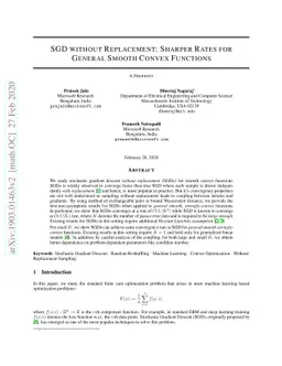 SGD without Replacement: Sharper Rates for General Smooth Convex
  Functions