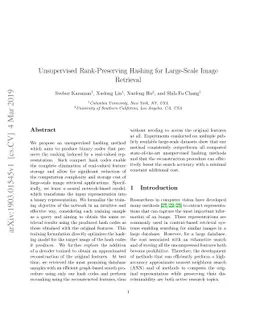 Unsupervised Rank-Preserving Hashing for Large-Scale Image Retrieval