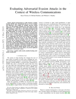 Evaluating Adversarial Evasion Attacks in the Context of Wireless
  Communications