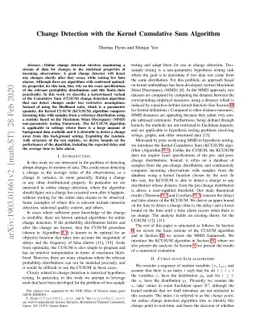 Change Detection with the Kernel Cumulative Sum Algorithm