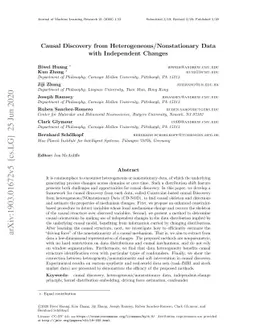 Causal Discovery from Heterogeneous/Nonstationary Data with Independent
  Changes