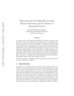 Measuring and Controlling Bias for Some Bayesian Inferences and the
  Relation to Frequentist Criteria
