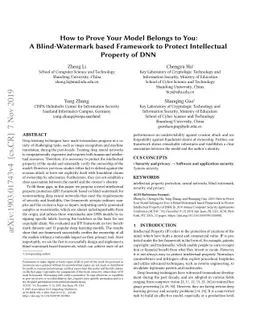 How to Prove Your Model Belongs to You: A Blind-Watermark based
  Framework to Protect Intellectual Property of DNN