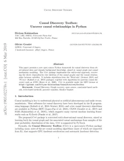 Causal Discovery Toolbox: Uncover causal relationships in Python