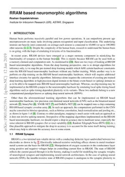 RRAM based neuromorphic algorithms