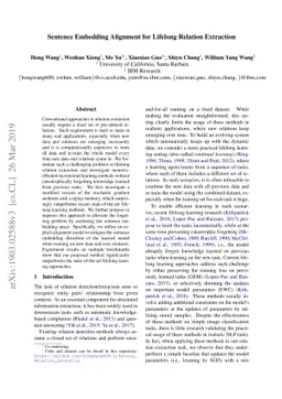 Sentence Embedding Alignment for Lifelong Relation Extraction
