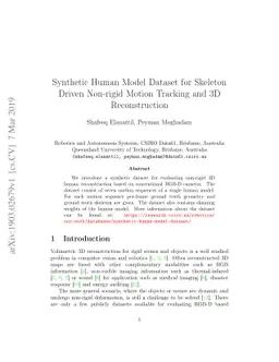 Synthetic Human Model Dataset for Skeleton Driven Non-rigid Motion
  Tracking and 3D Reconstruction