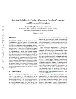 Stratified Labeling for Surface Consistent Parallax Correction and
  Occlusion Completion