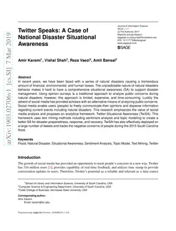 Twitter Speaks: A Case of National Disaster Situational Awareness