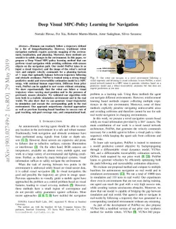 Deep Visual MPC-Policy Learning for Navigation