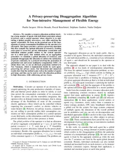 A Privacy-preserving Disaggregation Algorithm for Non-intrusive
  Management of Flexible Energy