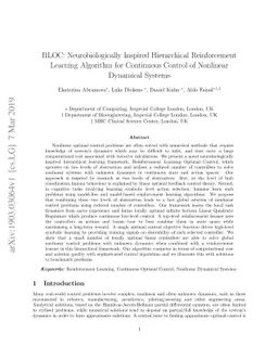 RLOC: Neurobiologically Inspired Hierarchical Reinforcement Learning
  Algorithm for Continuous Control of Nonlinear Dynamical Systems
