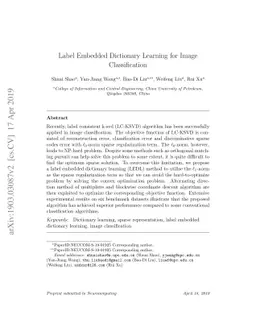 Label Embedded Dictionary Learning for Image Classification