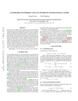 A Learnable ScatterNet: Locally Invariant Convolutional Layers