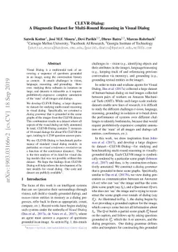 CLEVR-Dialog: A Diagnostic Dataset for Multi-Round Reasoning in Visual
  Dialog