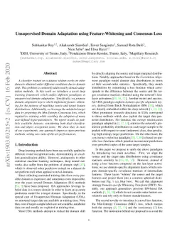 Unsupervised Domain Adaptation using Feature-Whitening and Consensus
  Loss