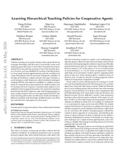 Learning Hierarchical Teaching Policies for Cooperative Agents