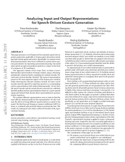Analyzing Input and Output Representations for Speech-Driven Gesture
  Generation