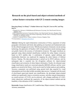 Research on the pixel-based and object-oriented methods of urban feature
  extraction with GF-2 remote-sensing images