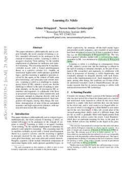 Learning $\textit{Ex Nihilo}$