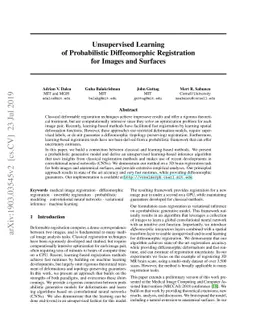Unsupervised Learning of Probabilistic Diffeomorphic Registration for
  Images and Surfaces