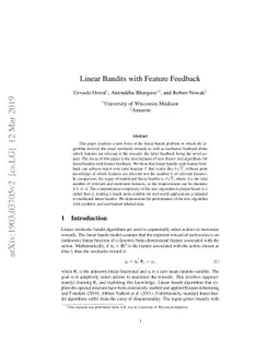 Linear Bandits with Feature Feedback