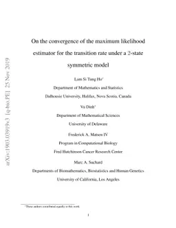 On the convergence of the maximum likelihood estimator for the
  transition rate under a 2-state symmetric model