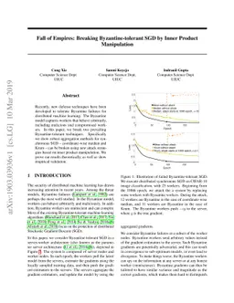 Fall of Empires: Breaking Byzantine-tolerant SGD by Inner Product
  Manipulation